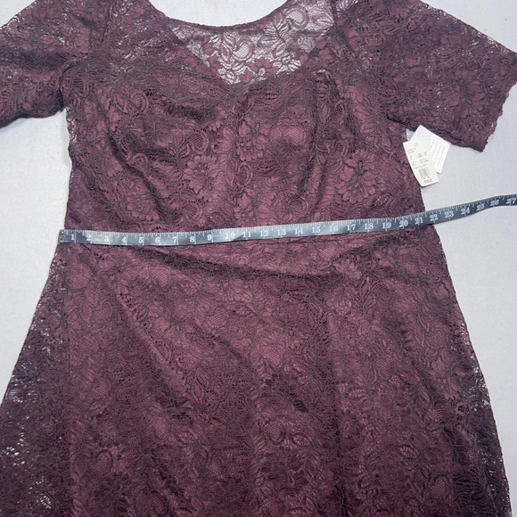 David's Bridal Dress Women 20W Garnet Lace Overlay Elbow Sleeve Cocktail NWT - Picture 8 of 16